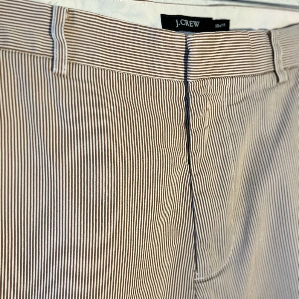 J. CREW MEN'S TAN & WHITE SEERSUCKER SHORTS Cotton Preppy SIZE 32